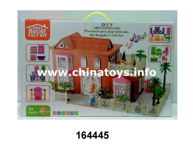 Promotional Gift Wooden Children Toys Educational Plastic Doll House Furniture Cottage Toy (164445)