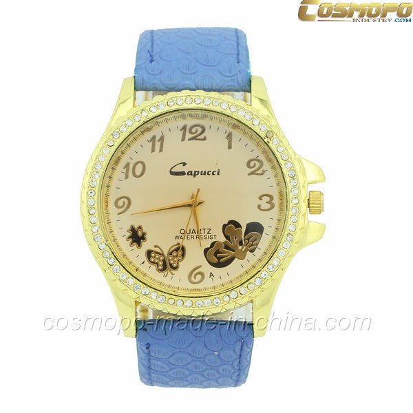 Fashion Lady Leather Watch with Stones (SA2303-1)