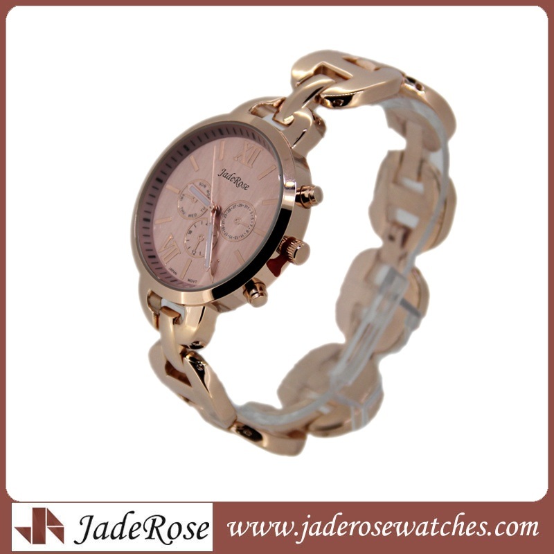 Rosegold Elegant Pink Dial Fashion Quartz Watch for Lady