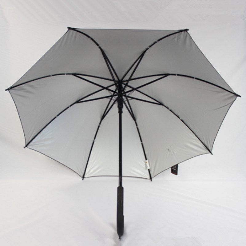 23inch Double Rib Straight Umbrella with Sliver Coated Fabric