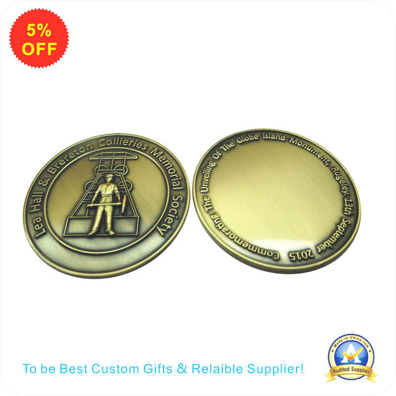 Cheap Customized Antique Brass Plated Coins for Souvenir (CN015)