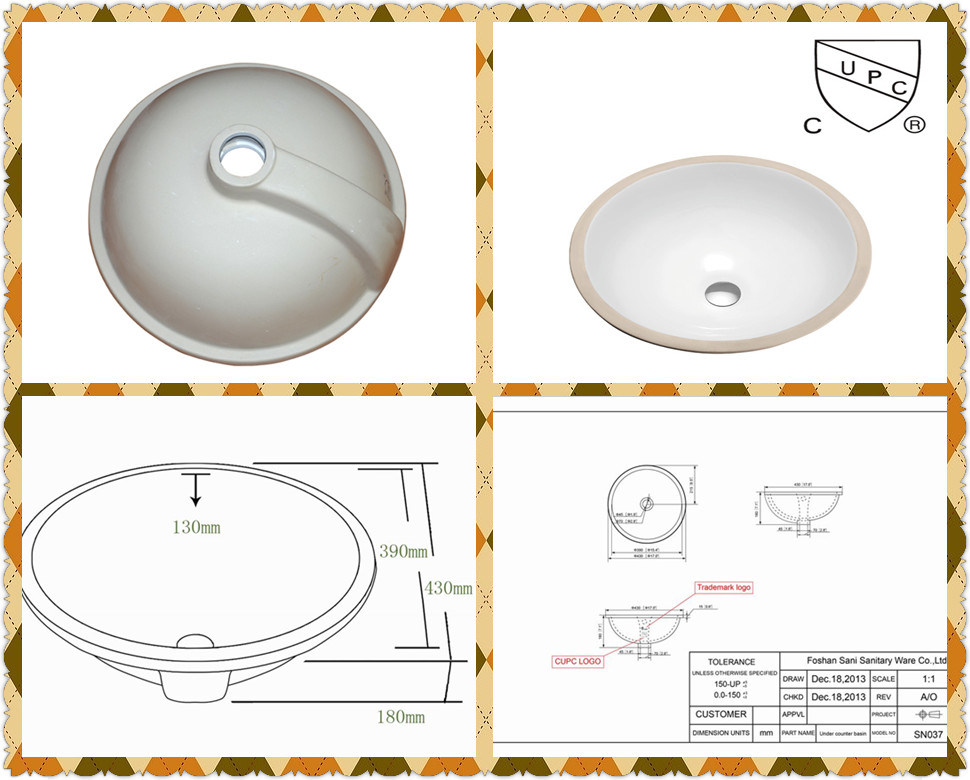 Round Shape Porcelain Product China Supplier Bowl Sinks (SN037)