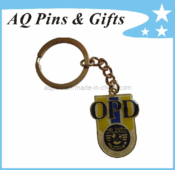 Metal Key Chain with Epoxy in Gold Plating
