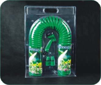 50ft Garden Watering EVA Coil Hose with The Spray Gun Set