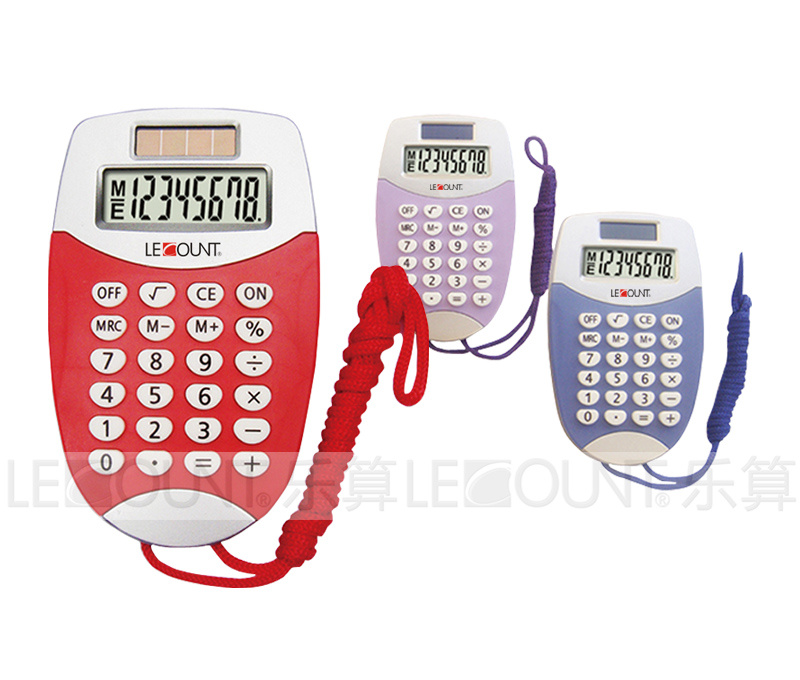 8 Digits Display Dual Power Pocket Calculator with Hanging Cord (LC323)