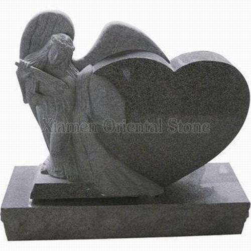 Natural Stone Granite Heart Carving European Tombstone Headstone (Orientalstone TS091)