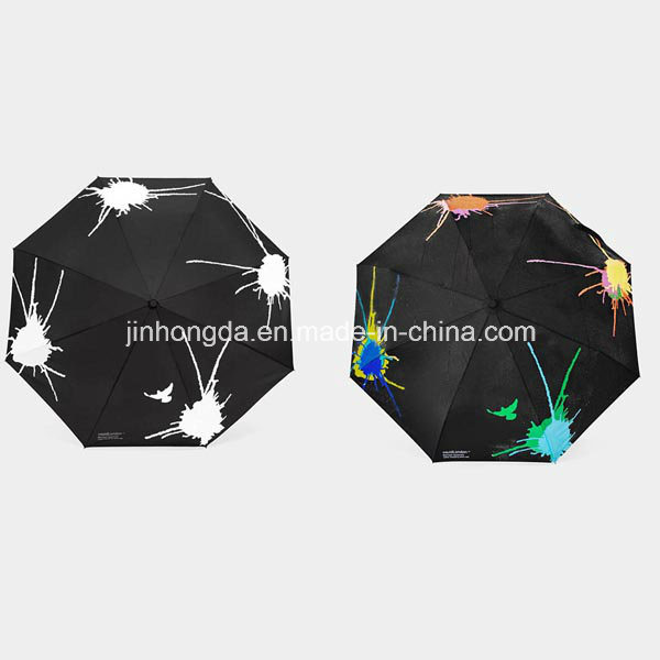 8 Black Panels Color-Changeable Fabric Folding Umbrella (YSC0004)