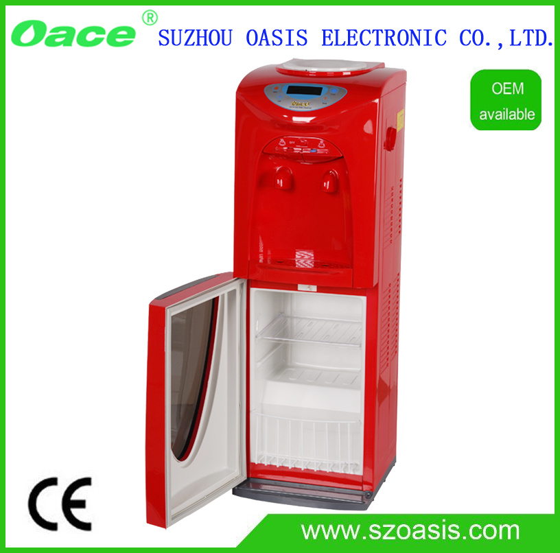 Red Color Water Dispenser Bottled Hot and Cold with Store Cabint