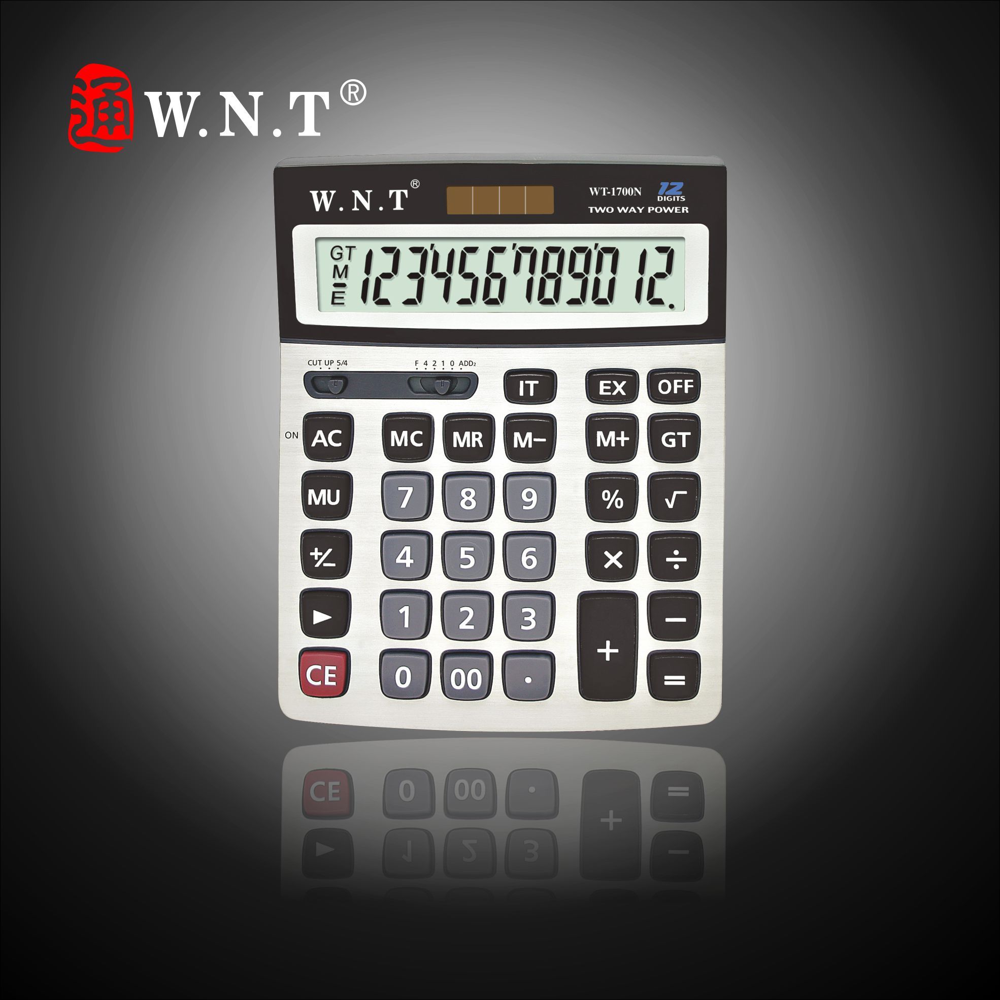 12 Digits Dual Solar Power Desktop Finance Calculator with Big Screen