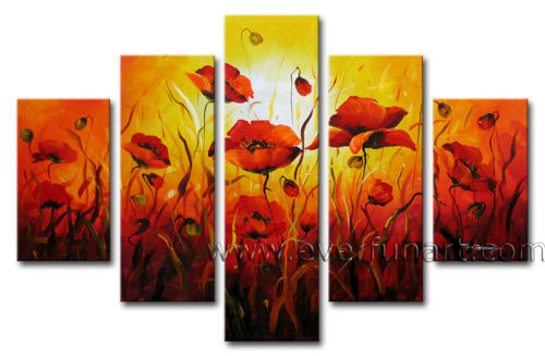 Handpainted Wall Art Canvas Picture Flower Group Oil Painting (FL5-002)