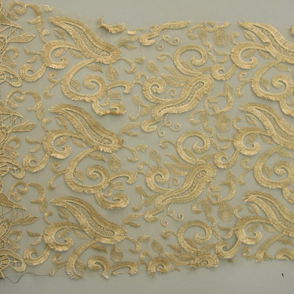 Fancy New Design Gold Thread Mesh Embroidery Fabric for Garment