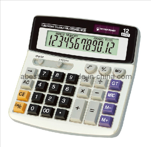 12 Digits Computer Key Calculator, Dual Power Calculator Ab-2550-12