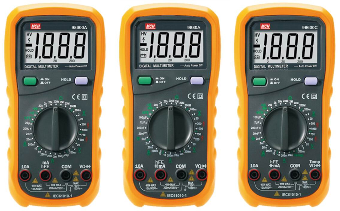 Digital Multimeter, AC/DC Voltage/Current, 2000 Counts (MCH-9600A/9880A/9600C)