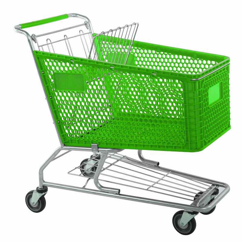 Big Size Supermarket Plastic Shopping Trolley From Factory