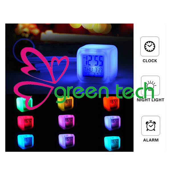 Multi-Color Digital Glowing LED Color Change Digital Alarm Clock with Calendar / Temperature Free Drop Shipping