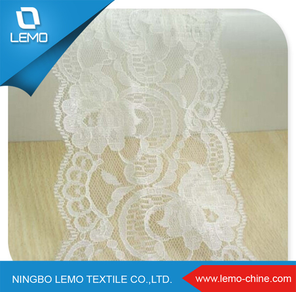 White Stretch Lace Trim Tricot Lace Fabric Chemical Lace