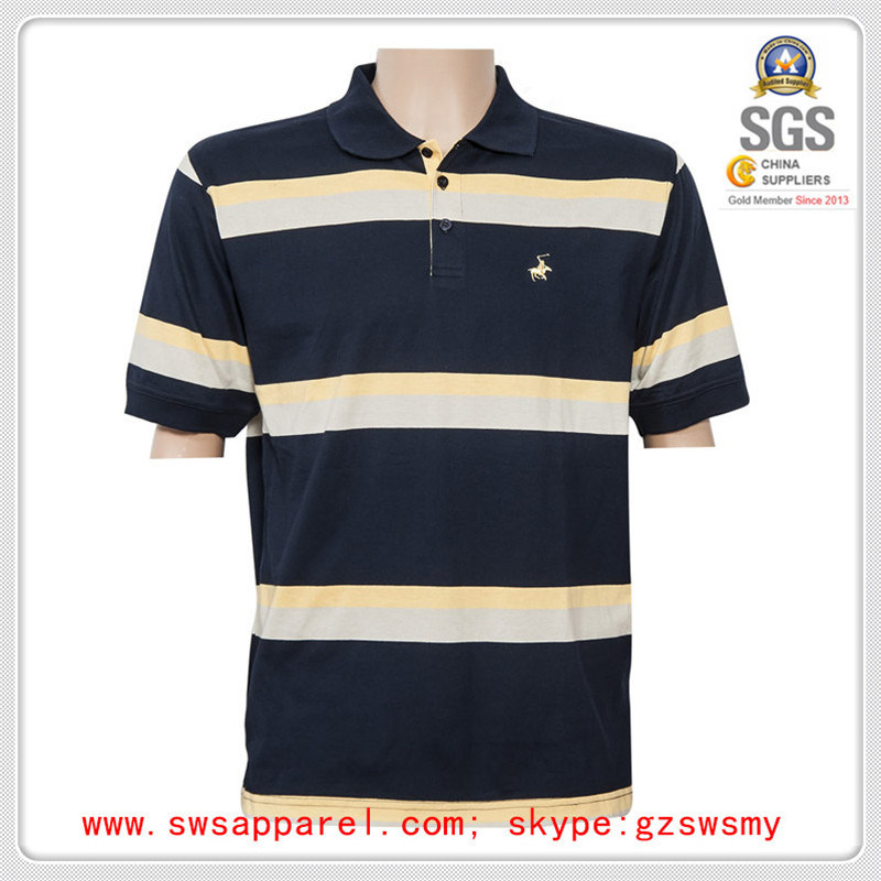Customized Cotton Casual Stripe Polo Shirt for Men
