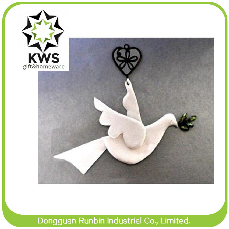 Clay Peace Dove with Laurel Leaf Christmas Ornament