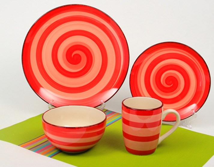 16pcs Ceramic Orange Circle Handpainted Dinner Set (TM01063)