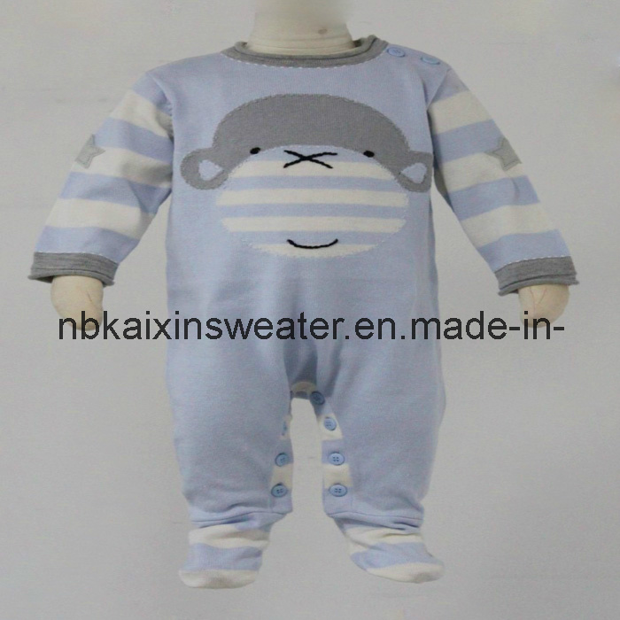 Baby's Blue Jacquard Pajamas Sweater