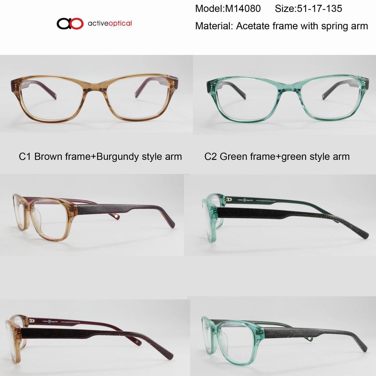 Acetate Optical Frame Eyeglass and Eyewear (M14080)
