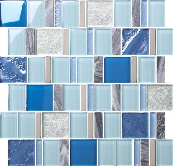 2015 Favor Bule Glass Mosaic with Metallic Material (MGB006)