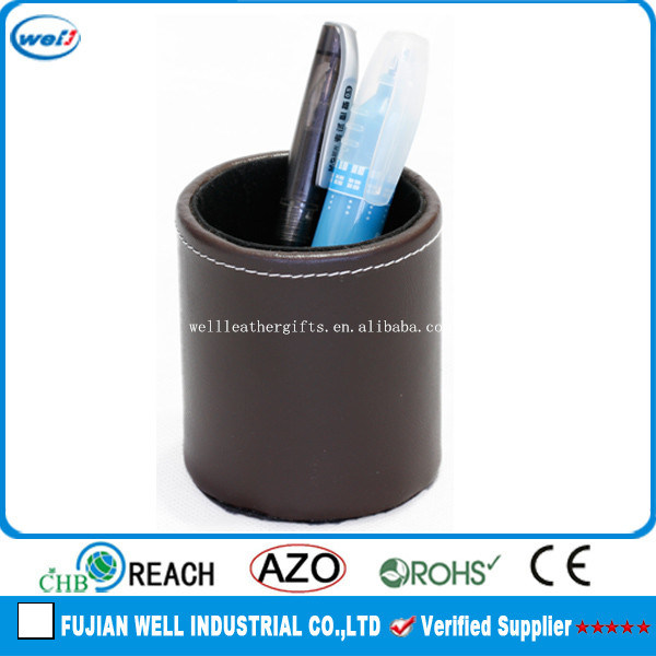 High Quality PU Leather Pen Holder Office Stationery