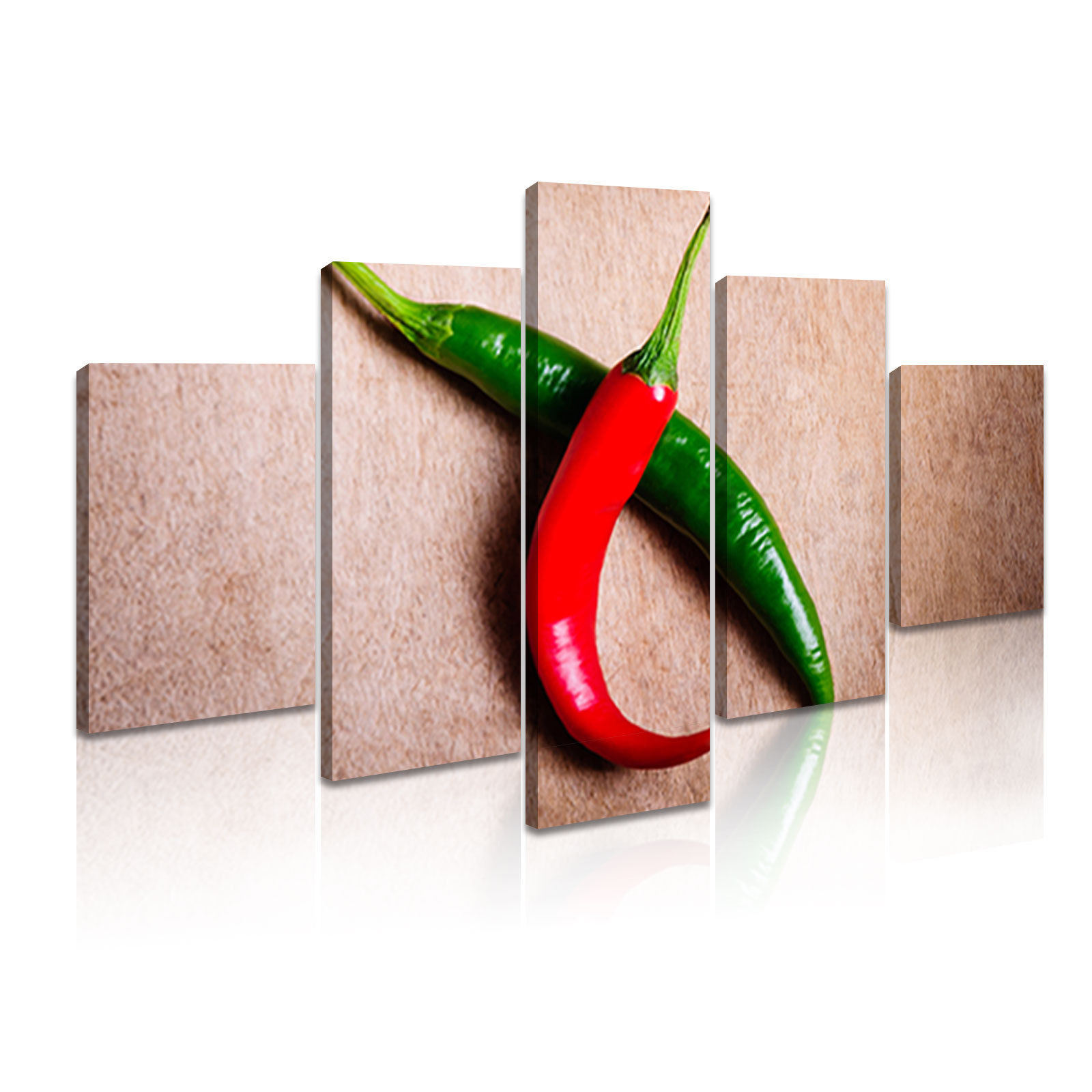 Red and Green Pepper Canvas Printed Painting for Wall Decoration