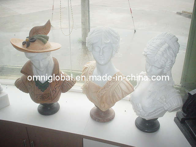 Stone Carvings/ Stone Sculptures/ Granite Sculpture/ Marble Sculpture (White Marble Human Head)