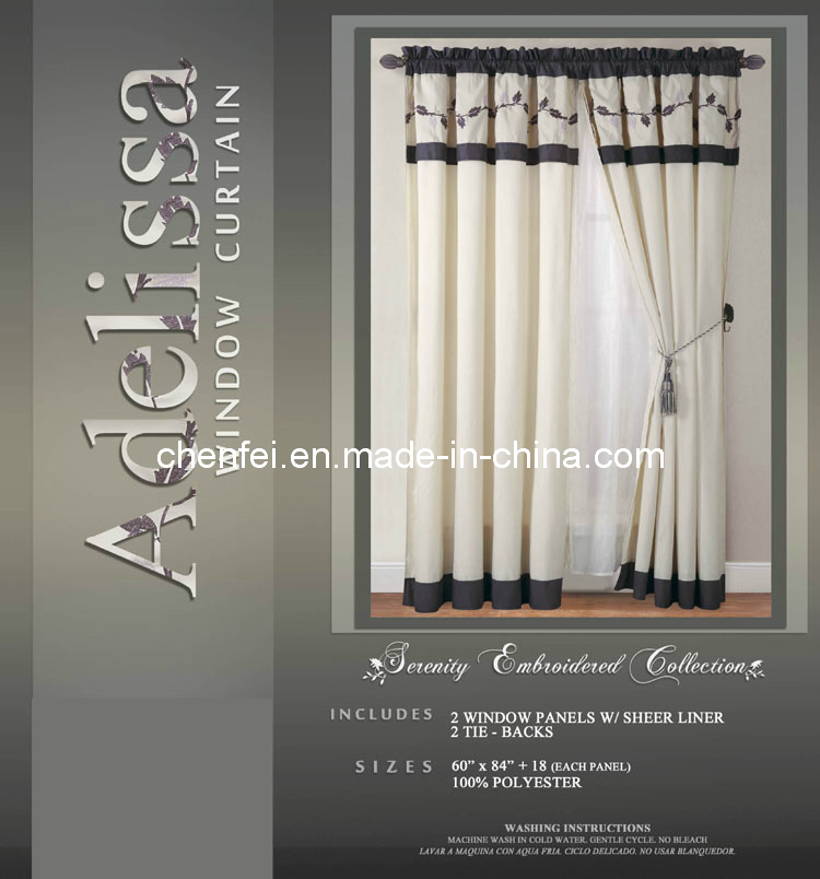 Embroidered Polyester Window Panel Curtain