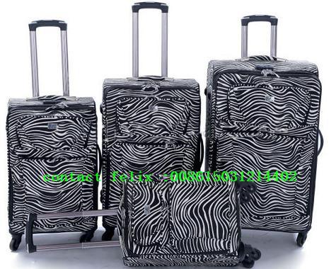 Zebra Style PU Leather 4PCS Set Luggage with 4spinner Wheels