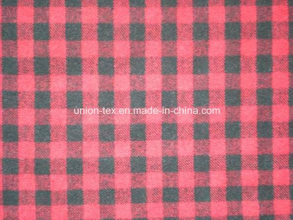 Red-and-Black Wool Check Fabric (UW068)