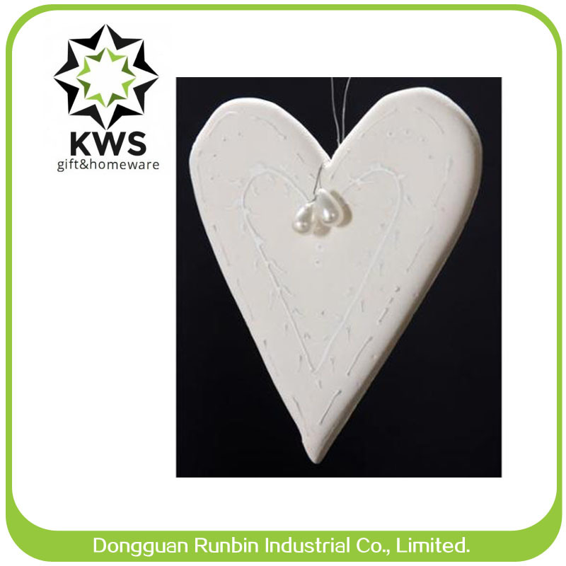 Hand Crafted Clay Heart with Pearls Christmas Ornaments