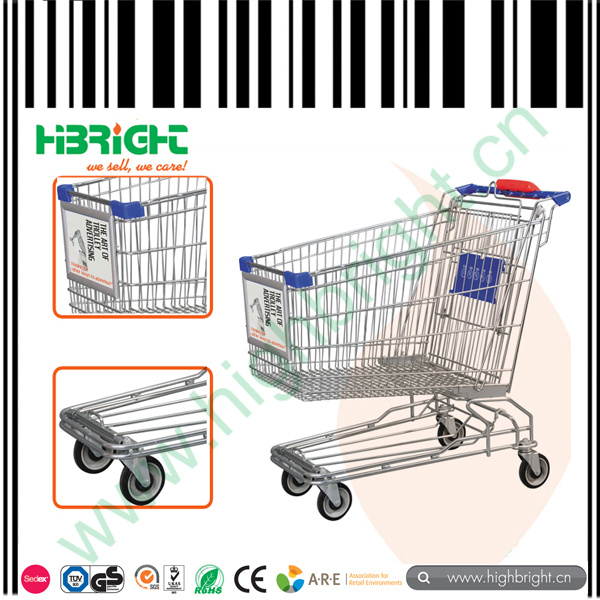 Chromed Supermarket Shopping Trolley Cart for Sale