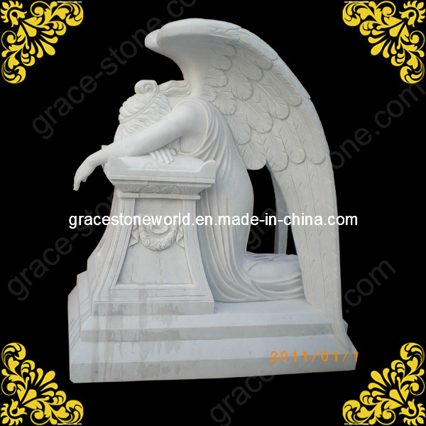 Marble Sculpture Angel for Cemetery Monument