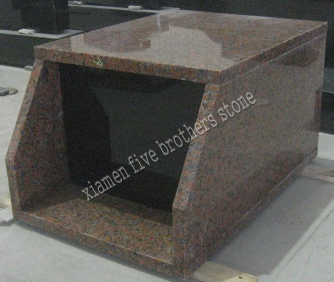 Polished Red Granite Cemetery Coffin Casket