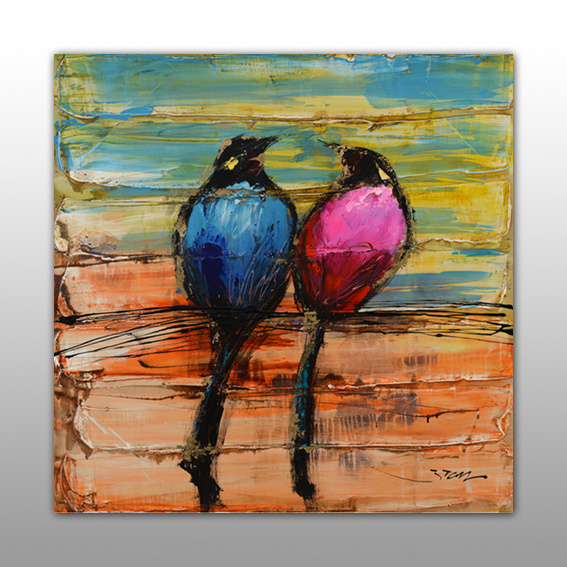 Birds Animal Platte Knife Oil Painting
