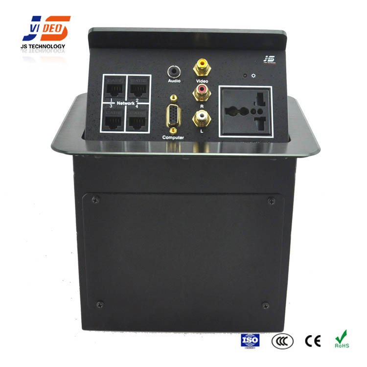 Js-557+ Multifunction Table Socket Outlet with 4* RJ45+VGA+Audio& Video