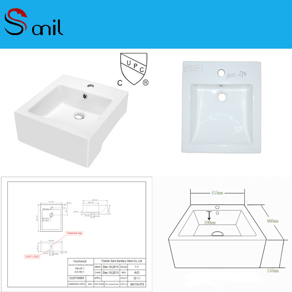 Upc Certificate Ceramic Square Lavatory Sink (SN115-073)