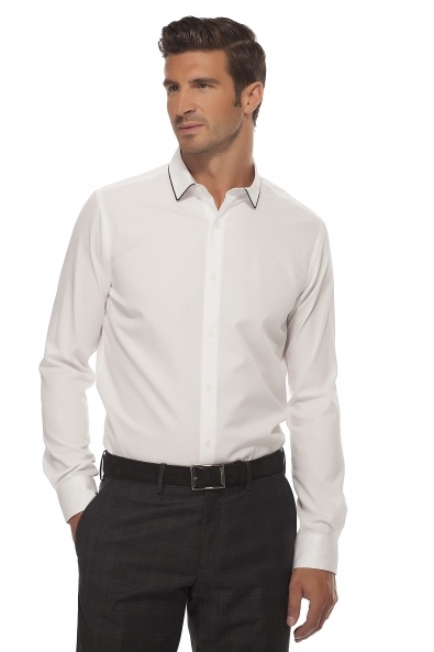 Men's Long Sleeve Contrast Collar Dress Shirt