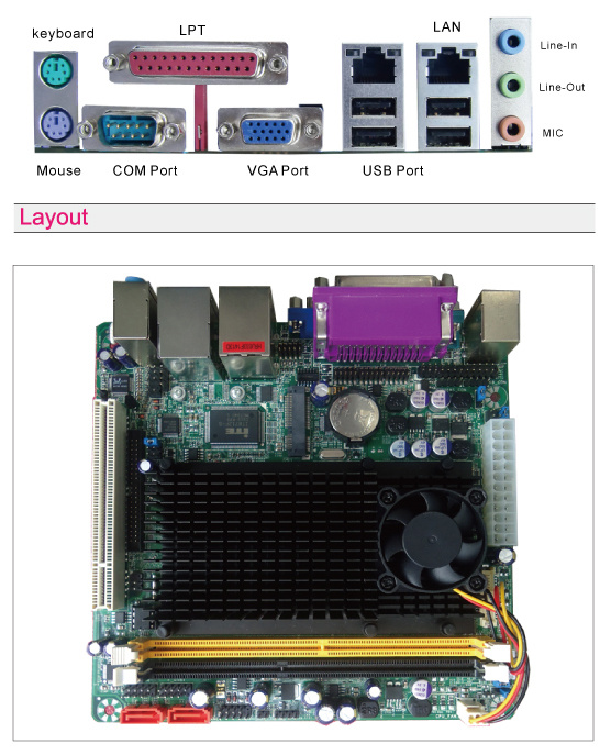 Atom 2X1000M LAN Support DDR3 4xcom Ports Mainboard (D425. D525)