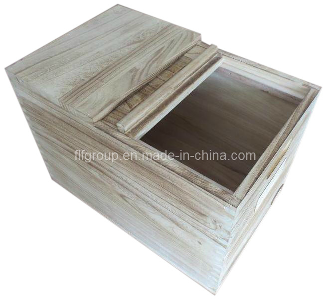 Baked Wooden Rice Bin Eco-Friendly Natural Color Paulownia Wood Storage Boxes