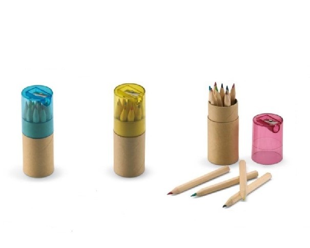 12 Mini Natural Colored Pencils with Sharpener