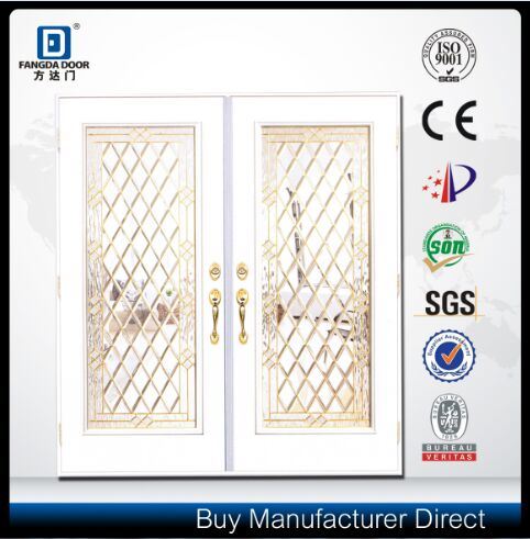 Fangda Double Swing Glass Door, Fiberglass Door Decorated with Frosted Glass