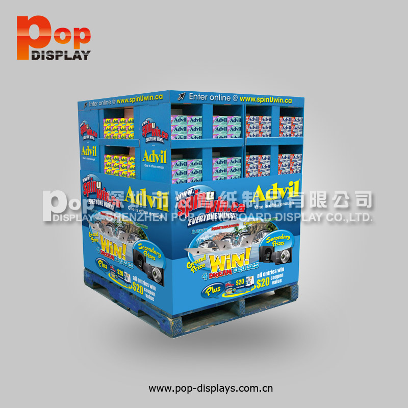 Customized Medicine Pop Cardboard Pallet Display Stand