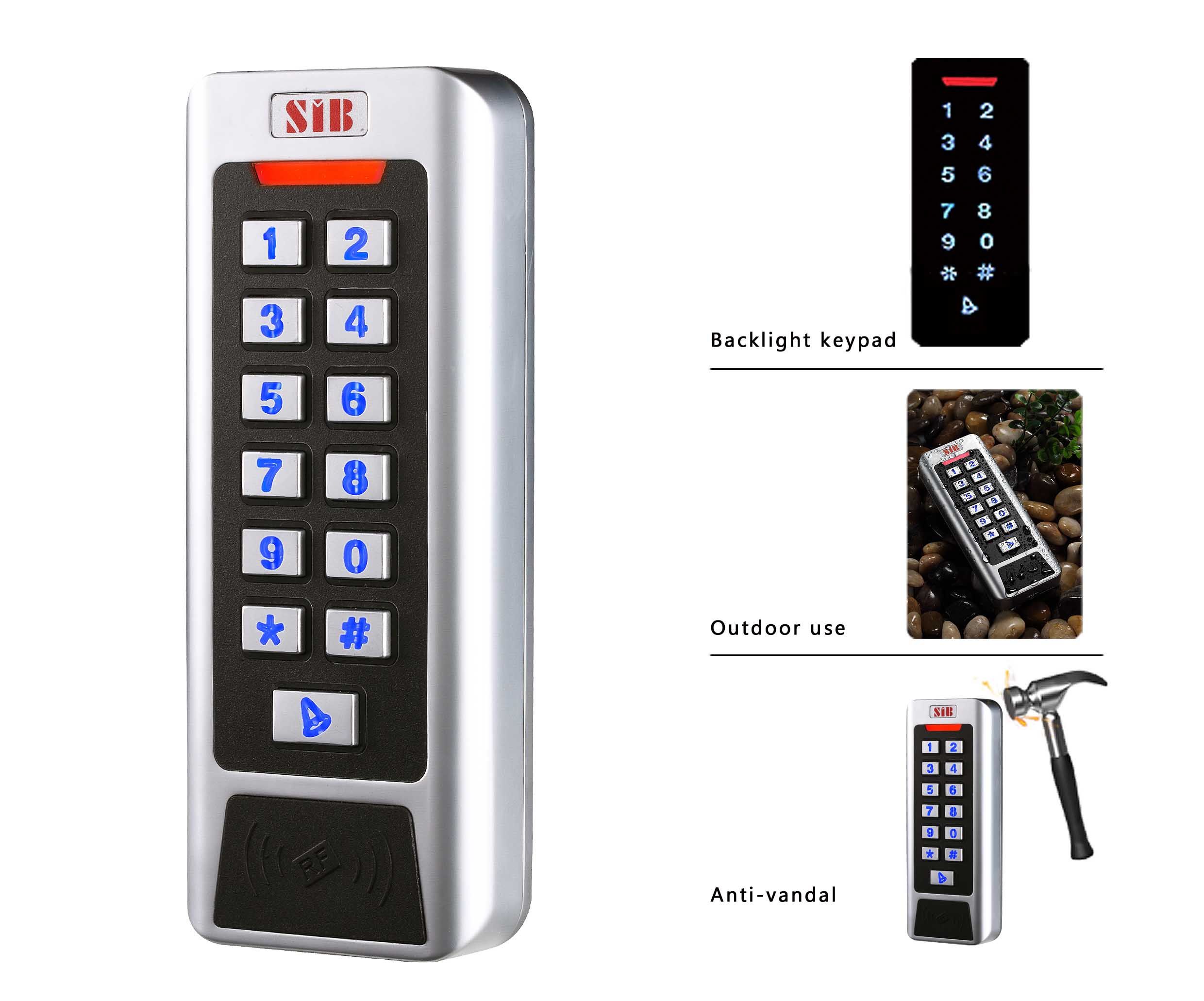 New 2 Relays Metal Keypad Access Control RFID Reader Device (CC1EM)