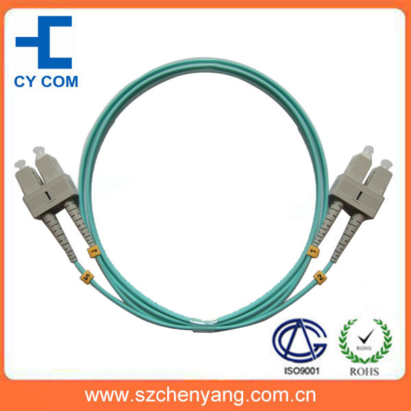 Sc / PC Om3 Fiber Optic Patch Cord Aqua Cable
