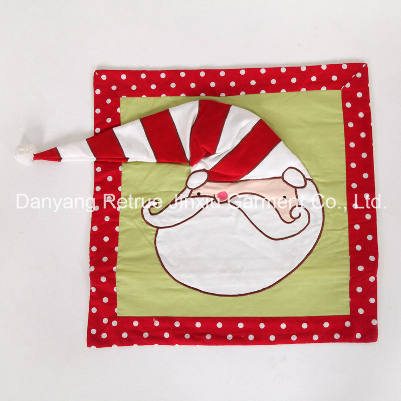 Christmas Santa Claus Cotton Decorative Cushion Embroideried Pillow Cover