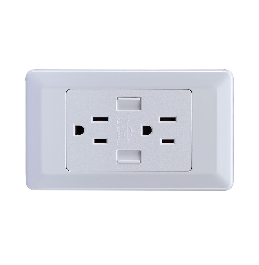 USA Wall Outlet with 2 USB Port Socket 5V 3.1A