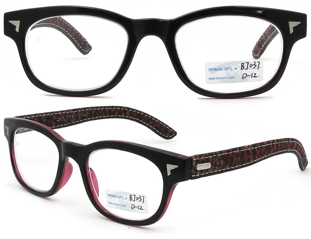 2015 New Design Leather Temples Optical Eyewear (BJ12-037)
